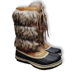 KODIAK Faux Fur Lace-up Snow Winter Boots Waterproof Insulated Sz 9